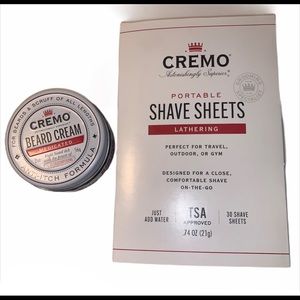 Cremo men’s beard cream & lathering travel sheets